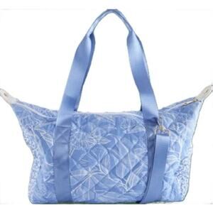 Summer & Rose Weekender Quilted Duffel Bag blue white floral NEW in packaging